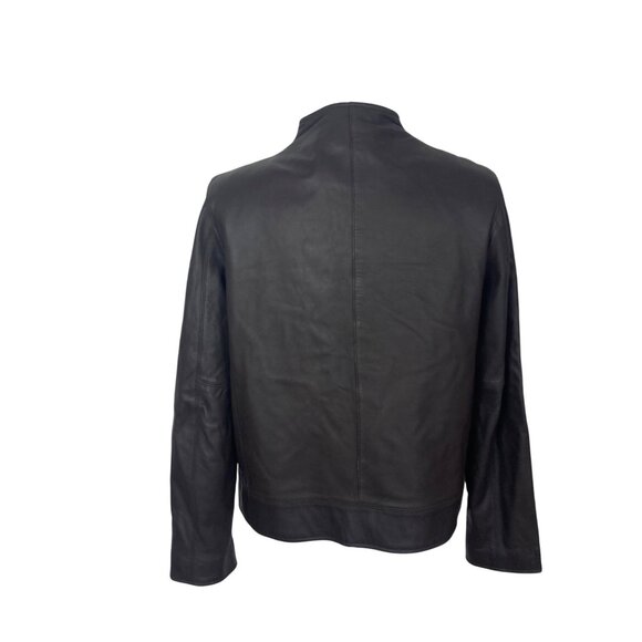 Lord & Taylor Womens Brown Leather Biker Jacket Medium Zip Front Classic Neutral - Picture 10 of 12